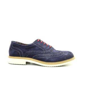 Zapatos de cordones azul marino con pala picada y cordones en rojo