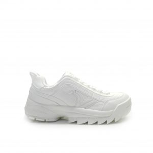 sneakers de napa de color blanco con suela dentada