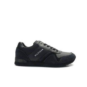 sneakers de cordones en piel de color negro,marca tommy hilfiger