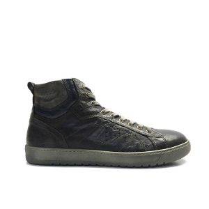 botin de cordones y cremallera lateral en piel de color marron,marca nero giardini
