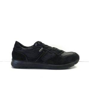 Zapatos de cordones deportivo en serraje y piel de color negro,marca imac