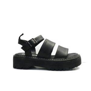sandalias de planas de plataforma con tiras de color negro ,marca coolway