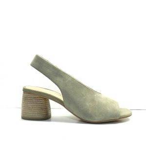 sandalias de tacon en ante color vison ,marca bruno premi