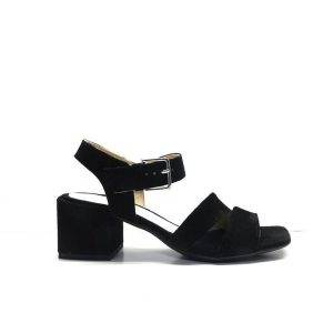 sandalias en piel de ante negro y tacón tacón de 5cm. de la marca alpe.