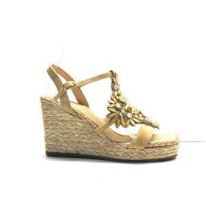 sandalias con cuña de cuerda y rombo con brillantes en empeine de la marca Alma en Pena.
