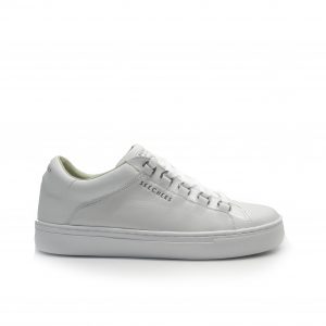 sneakers de piel de color blanco, con argollas plateadas ,marca skechers