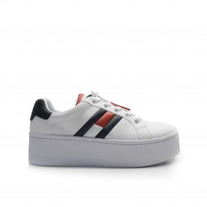 Sneakers de piel blanca con plataforma ,marca tommy hilfiger