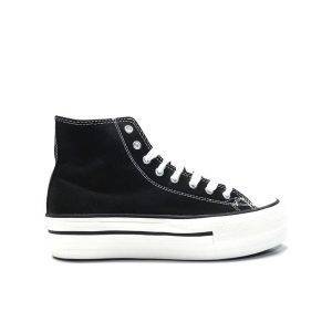 sneakers bota de lona en color negro con plataforma de la marca victoria.