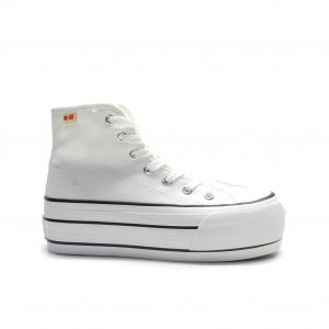 sneakers bota de color blanco con plataforma y cordones de la marca cool way.