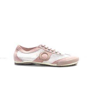 sneakers de cordones en ante y con rejilla de color rosa con adornos en blanco, marca aro.