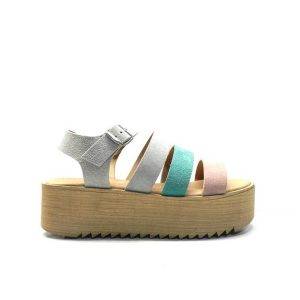 sandalias de plataforma en tiras de colores, marca musse and cloud