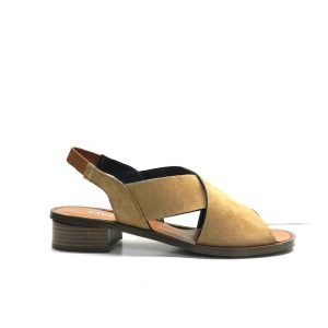 sandalias de nobuk cruzadas en color cuero, marca plumers
