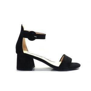 sandalias de ante en color negro y tacón 5cm. de la marca francesco milano.