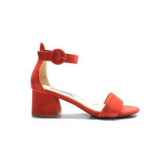 sandalias de ante en color rojo y tacón 5cm. de la marca francesco milano.