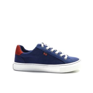 sneakers en lona con cordones y suela blanca, de la marca cool way.