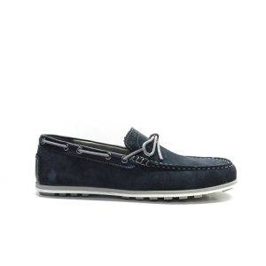 zapatos tipo mocasin en color azul marino con adorno lazo, marca geox