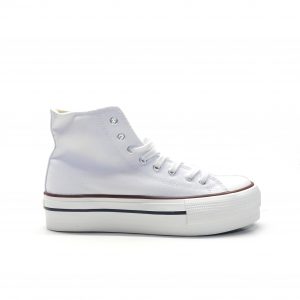 sneakers bota de lona en color blanco con plataforma de la marca victoria.