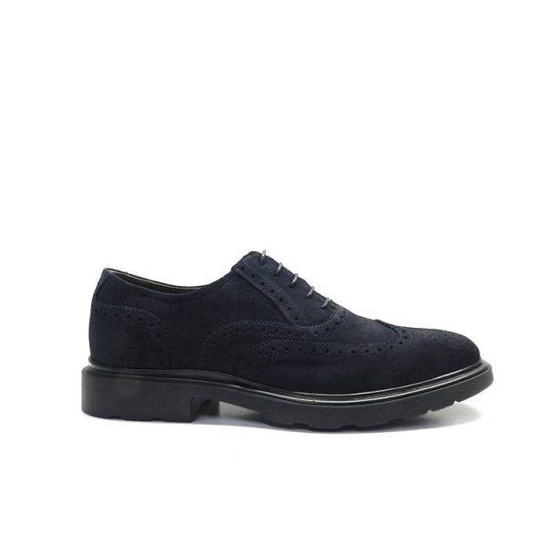 zapatos de cordones en serraje azul marino y adorno pala vega,marca nero giardini
