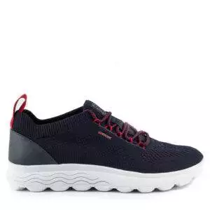 Zapatillas de la marca Geox, modelo Spherica en color azul marino. Zapatilla deportivas elaboradas en tejido con efecto tejido de punto. Modelo emblemático con grandes niveles de transpirabilidad, confort y amortiguación. Sistema zero-shock con esferas amortiguadoras. Cómoda suela de goma transpirable. Cierre con cordones. Plantilla desmontable.