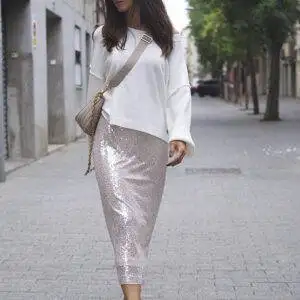 Falda midi Oui Lentejuelas