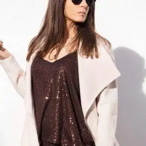 Top Escala Lentejuelas Marrón