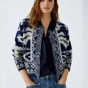 Cárdigan Oui 94140 Dark blue/White - Escala Sabates