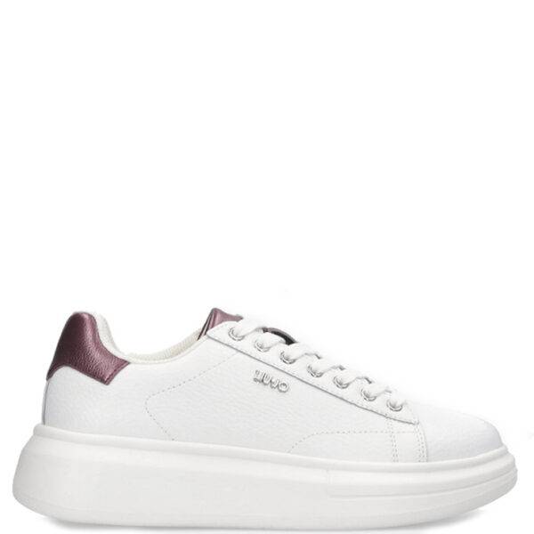 Zapatillas de la marca LiuJo modelo Babol en color Blanco. Zapatillas deportivas elaboradas en piel curtida. Inserción de efecto laminado en el talón y en la lengüeta. Cierre con cordones. Suela de phylon de 5,5 cm de altura.